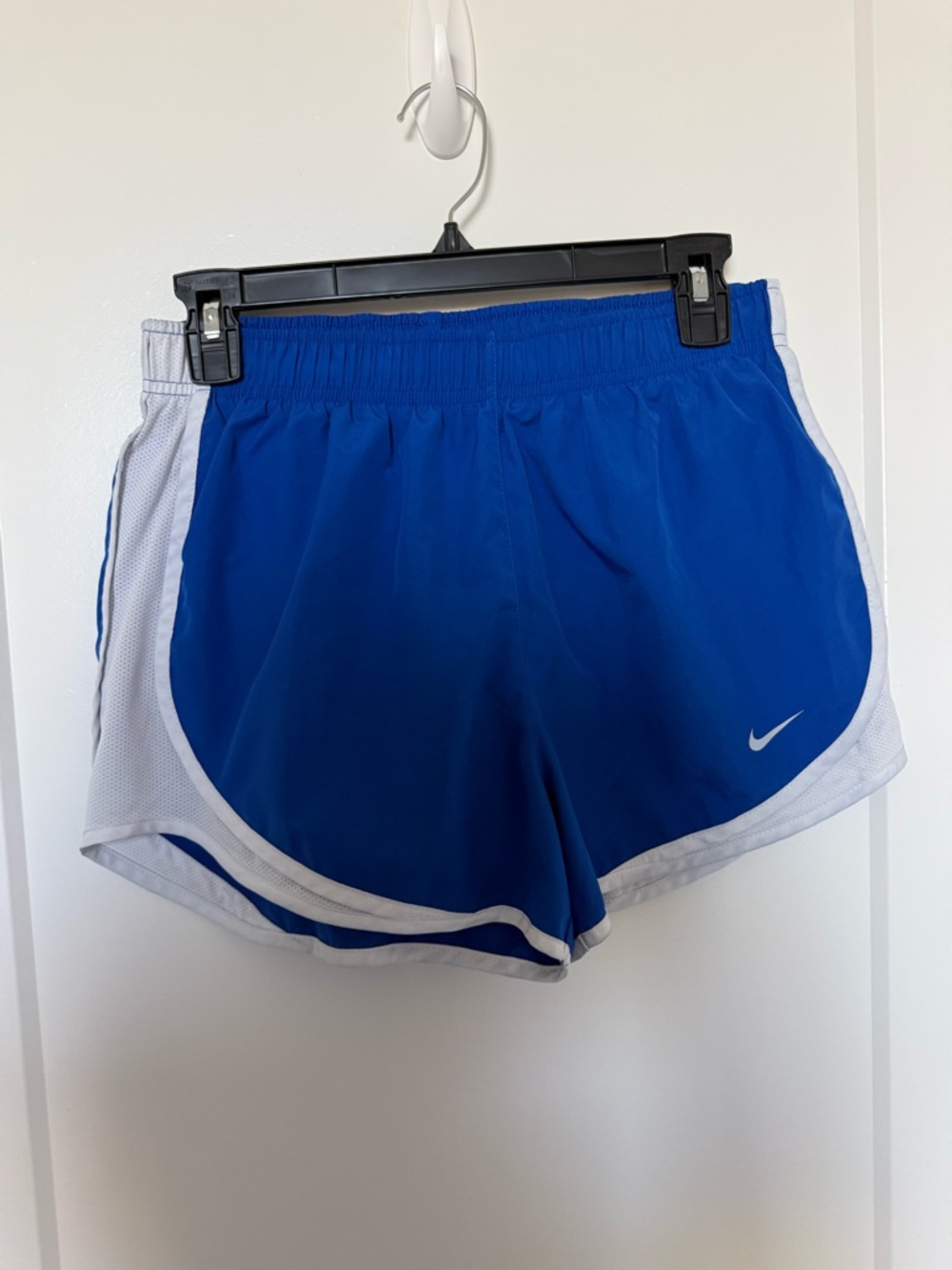 Nike Women's Blue Athletic Running Shorts with White Trim